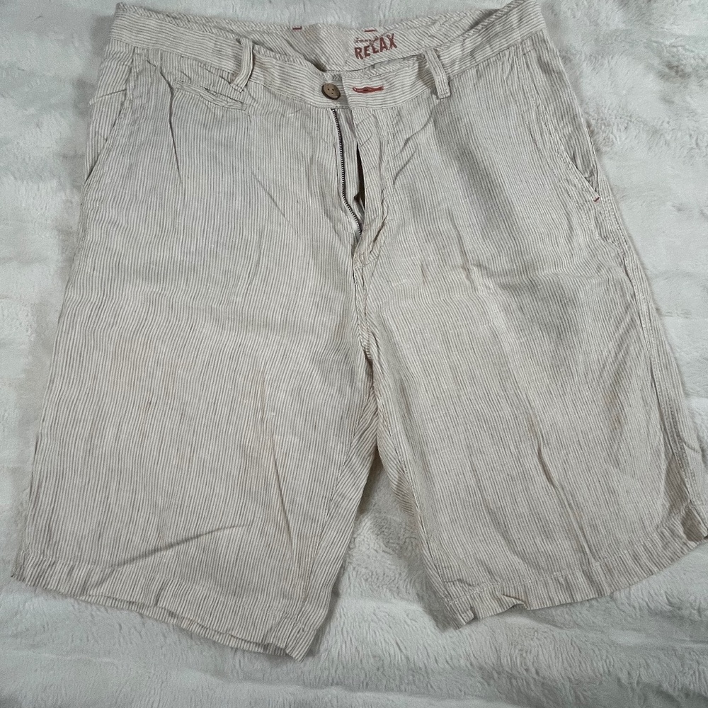 Tommy Bahama Men’s Linen shirts white/khaki size 34